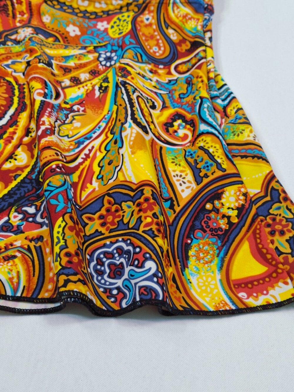 Bikini Bay Womens Vibrant Boho Plus 1X Tankini Top Swimsuit Multicolor Paisley - Picture 2 of 16